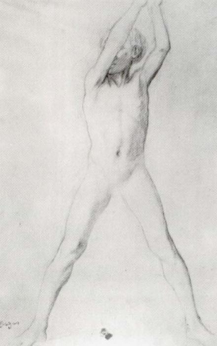 Edgar Degas Study for the youth with Arms upraised oil painting image